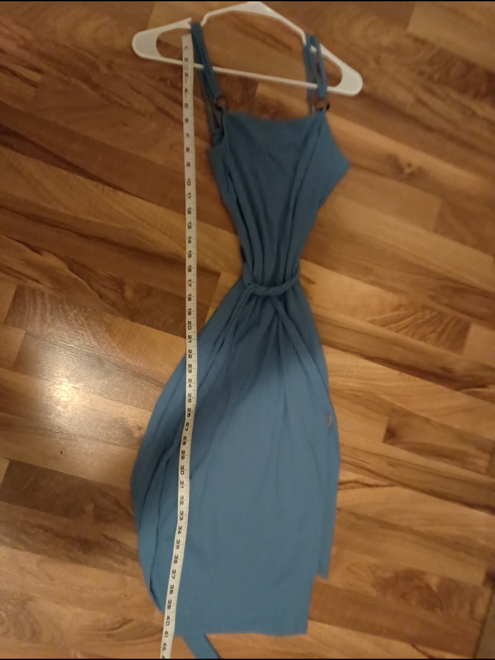 Derek Heart Dusty Blue Tie Midi Dress